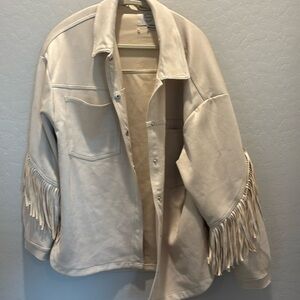 NWT gorgeous Cream Fringe Jacket
